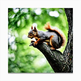 Squirrel On A Tree Branch Canvas Print