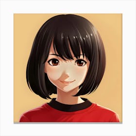 Anime Girl With Black Hair Canvas Print