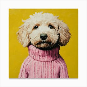 Goldendoodle Yellow And Pink 3 Canvas Print