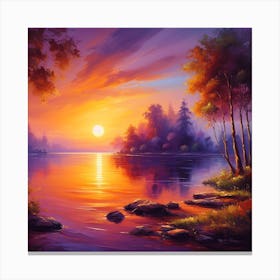 Sunset By The Lake Canvas Print