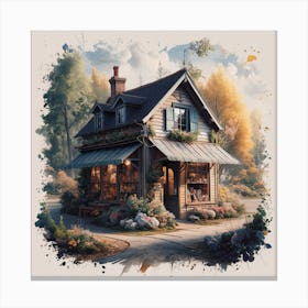 Cottage In The Woods Canvas Print