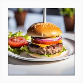 Hamburger On A Plate 38 Canvas Print