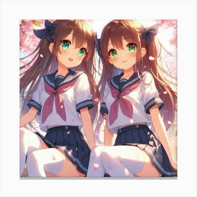 Two Girls In School Uniforms 1 Canvas Print