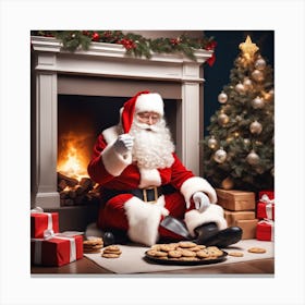 Santa Claus With Cookies 8 Canvas Print
