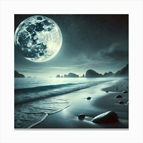 Full Moon Over Beach.AI Canvas Print