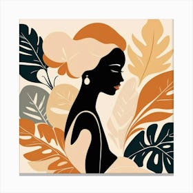 Portrait Of A Woman With Leaves Canvas Print