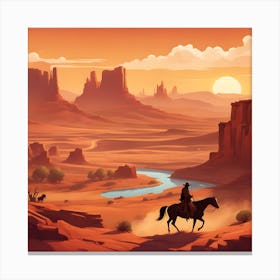 Cowboy inThe Desert Canvas Print
