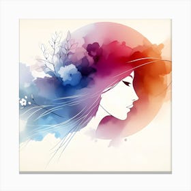 Watercolor Abstract Portrait Of A Woman Canvas Print