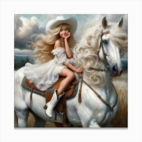 Cowgirl On Horseback 4 Canvas Print