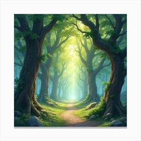 Floating Orbs Of Light In An Ancient Grove, Watercolor 1 Canvas Print