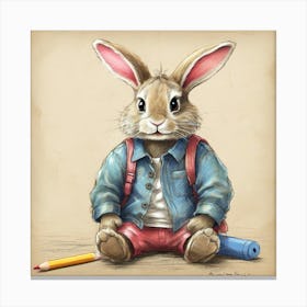 Bunny With Backpack Canvas Print