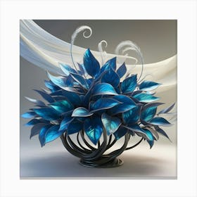 A Highly Detailed 3d Image Of A Mesmerizing Bush Featuring Iridescent Blue Leaves That Shimmer With An Ethereal Glow, With A Intricate, Swirling Pattern Of Darker Blue Veins That Evoke A Sense Of Mystique, Set Against A Gradient Backdrop Canvas Print