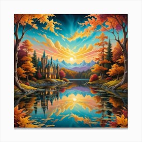 Sunset By The Lake Canvas Print