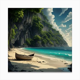 Boat On The Beach Canvas Print