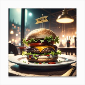 Hamburger In A Restaurant 9 Canvas Print