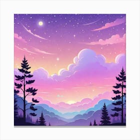 Sky With Twinkling Stars In Pastel Colors Square Composition 183 Canvas Print