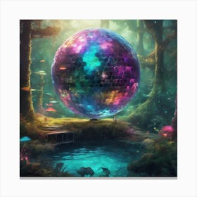 Disco Ball In The Forest Canvas Print