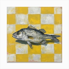 Fish Yellow Checkerboard 1 Canvas Print