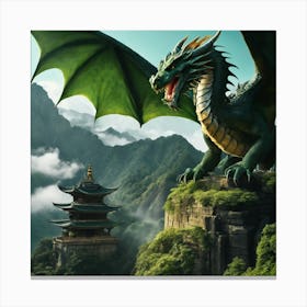 Dragon On Cliff Canvas Print