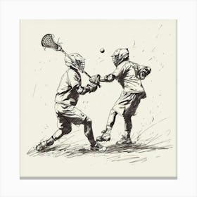 Two Lacrosse Players In Action 4 Canvas Print