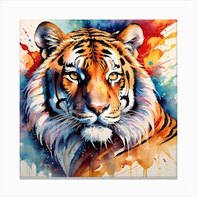 Highly Detailed Vibrant Tiger Painting Canvas Print