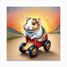 Guinea Pig In A Toy Car 1 Canvas Print