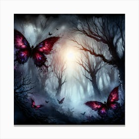 Butterfly in Dark Haunted Woods I Canvas Print