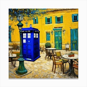 Tardis On The Terrace At Arles - Dr WHO & Van Gogh inspired Art Print 1 Canvas Print