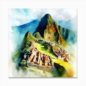 Watercolor of Machu Picchu, Peru 1 Canvas Print