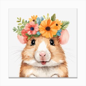 Floral Baby Hamster Nursery Illustration (46) Canvas Print