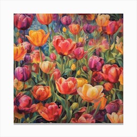 Tulips meadow 1 Canvas Print