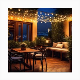 Patio With String Lights Canvas Print