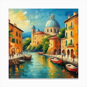 Italy By The Canal Canvas Print