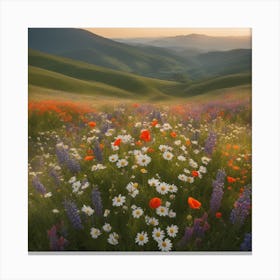 Wildflowers At Sunset Canvas Print