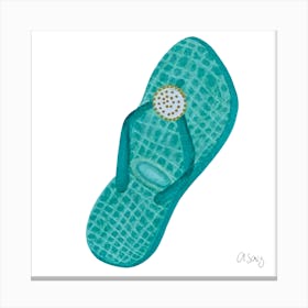 Turquoise Flipflop Canvas Print