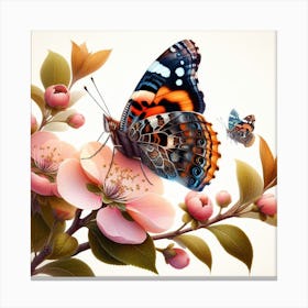 Butterfly On Blossoms Canvas Print