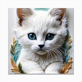 White Kitten With Blue Eyes Canvas Print