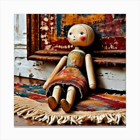 Antique Vintage Wooden Doll Canvas Print