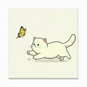 Cute Cat With Butterfly Canvas Print