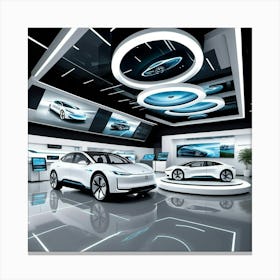 Electric Car Showroom Canvas Print