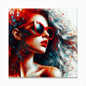 Red Dreams Pixel Art Canvas Print