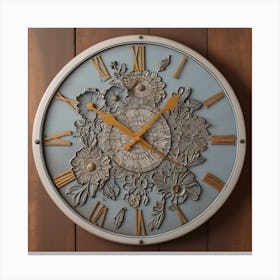 Floral Wall Clock Canvas Print