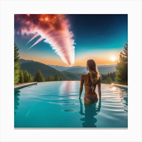 Woman In A Pool 1 Canvas Print