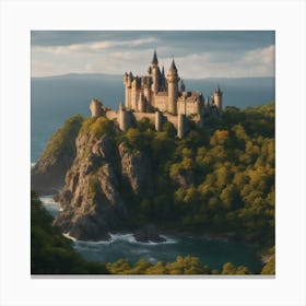 A picture of a castle on a rocky hill Canvas Print