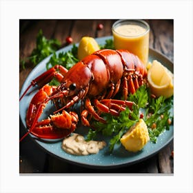 Lobster On A Plate Canvas Print