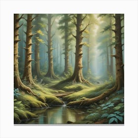 An Enchanting Forest Scene Art Art Print 2 Canvas Print