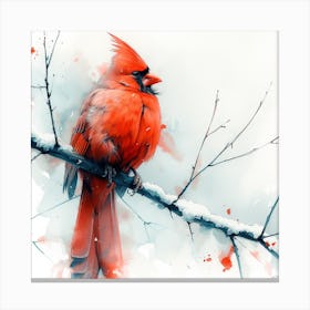 Cardinal In The Snow 5 Canvas Print
