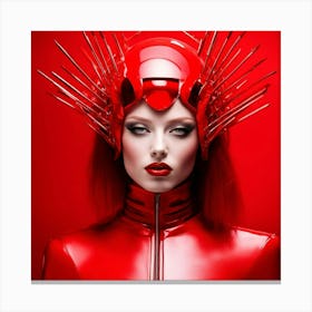 Red Latex Woman With Spikes Canvas Print