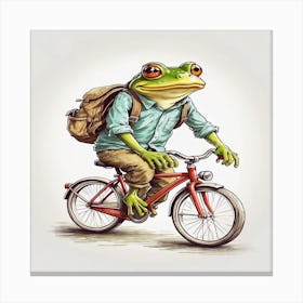 Frog Riding A Bike 1 Canvas Print