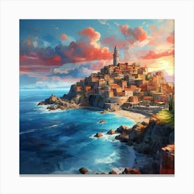 Village On The Coast Canvas Print